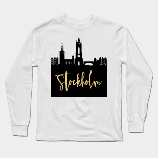 STOCKHOLM SWEDEN DESIGNER SILHOUETTE SKYLINE ART Long Sleeve T-Shirt